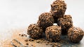 pyramid chocolate truffles with biscuit crumbs. High quality photo