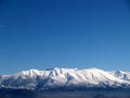 Olympus Mountain covered by snow in Greece