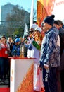 Olypmic champion Tatiana Navka with the Olympic torch