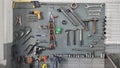 OlÃÂ¡ tools on mechanic mecanic shop aligned Royalty Free Stock Photo