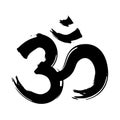 Om, Aum brush symbol. Yoga mantra Om, vector icon, grunge style Royalty Free Stock Photo