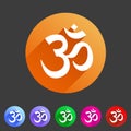 Om aum hinduism Map location pointer icon flat web sign symbol logo label Royalty Free Stock Photo