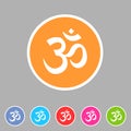 Om aum hinduism Map location pointer icon flat web sign symbol logo label Royalty Free Stock Photo