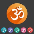 Om aum hinduism Map location pointer icon flat web sign symbol logo label Royalty Free Stock Photo