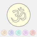 Om aum hinduism Map location pointer icon flat web sign symbol logo label Royalty Free Stock Photo