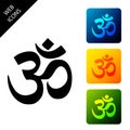 Om or Aum Indian sacred sound icon. Symbol of Buddhism and Hinduism religions. The symbol of the divine triad of Brahma Royalty Free Stock Photo