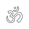 Om or Aum Indian sacred sound symbol, mantra line icon. Royalty Free Stock Photo