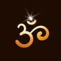 Om,Aum,sacred sound,primordial mantra,word of power,pictogram, symbol of divine triad of Brahma, Vishnu and Shiva.Hand-drawn Royalty Free Stock Photo