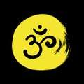 Om,Aum,sacred sound,primordial mantra,word of power,pictogram symbol of divine triad of Brahma, Vishnu and Shiva.Hand-drawn sign Royalty Free Stock Photo