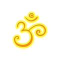 Om,Aum,sacred sound,primordial mantra,word of power,pictogram symbol of divine triad of Brahma, Vishnu and Shiva.Hand-drawn sign Royalty Free Stock Photo