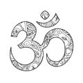 Om, or Aum sign ornated in henna tatoo mehendi style Royalty Free Stock Photo