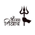 OM NAMAH SHIVAYA WITH TRUDENT IN HAND WHITE BACKGROUND