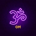 Om Neon Label Royalty Free Stock Photo