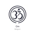 Om outline icon. isolated line vector illustration from religion collection. editable thin stroke om icon on white background
