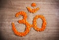 Om symbol from chopped carrot