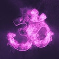 Om symbol. Hindu religion. Abstract night sky background Royalty Free Stock Photo