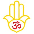 om symbol and humsa hand
