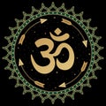 OM symbol mandala. Folk ornament with ancient Hindu mantra.