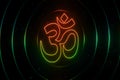 Om symbol neon icon. Blue neon icon stock image Royalty Free Stock Photo