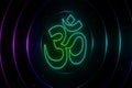 Om symbol neon icon. Blue neon icon stock image Royalty Free Stock Photo