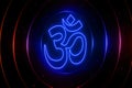 Om symbol neon icon. Blue neon icon stock image Royalty Free Stock Photo