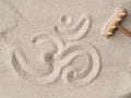 Om symbol in sand Royalty Free Stock Photo
