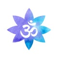 Om in watercolor blue lily