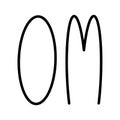 Om. Yoga illustration with lettering. Meditation, buddhism and hinduism theme. Handwritten word on white background by brush.