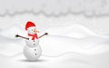 Panoramic view of happy snowman in winter secenery Royalty Free Stock Photo