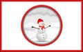 Snowman winter scene isolated in a Christmas color background. Royalty Free Stock Photo