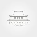 Omah joglo traditional javanese house line art logo vector symbol illustration design