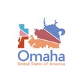 Omaha City Map Colorful Modern Geometric Logo