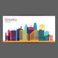 Omaha city, Nebraska architecture silhouette. Royalty Free Stock Photo