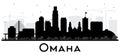 Omaha Nebraska City Skyline Silhouette with Black Buildings Isolated on White Royalty Free Stock Photo