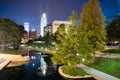 Omaha Nebraska downtown city park skyline dusk night Royalty Free Stock Photo