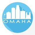 Omaha Nebraska Flat Icon Skyline Silhouette Design City Vector Art Famous Buildings Logo. Royalty Free Stock Photo