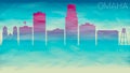 Omaha Nebraska Skyline City Vector Silhouette. Broken Glass Abstract Geometric Dynamic Textured. Banner Background. Colorful Shape