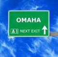 OMAHA road sign against clear blue sky Royalty Free Stock Photo