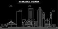 Omaha silhouette skyline. USA - Omaha vector city, american linear architecture, buildings. Omaha travel illustration Royalty Free Stock Photo