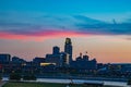 Omaha Nebraska skyline with beautiful sky colors just after sunset Royalty Free Stock Photo