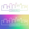 Omaha skyline. Colorful linear style.