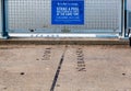 Boundary between Nebraska and Iowa as drawn on Bob Kerrey foot Bridge Omaha Nebraska USA.