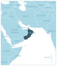 Oman - blue map with neighboring countries and names