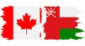 Oman and Canada grunge flags connection vector