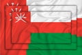 Oman flag on background texture. Three flags are superimposed on each other. The concept of design solutions. 3D-rendering