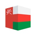 Oman flag cube shape icon isolated on white background