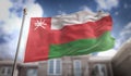 Oman Flag 3D Rendering on Blue Sky Building Background