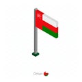 Oman Flag on Flagpole in Isometric dimension