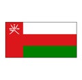 Oman Flag rectangle on isolated white for Middle East or Arabian or Persian Gulf push button concepts. Muscat or Salalah.