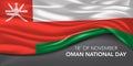 Oman happy national day greeting card, banner with template text vector illustration